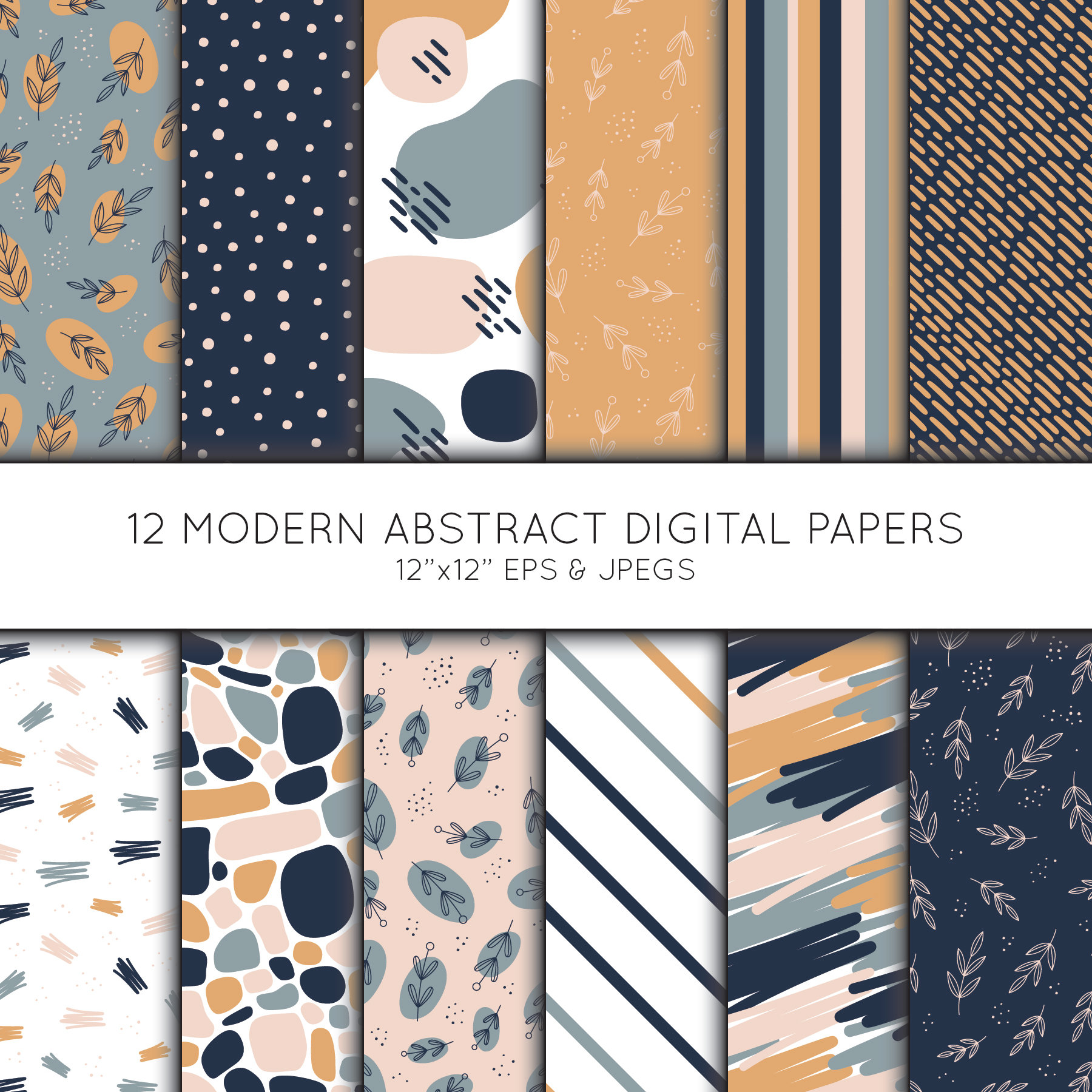 Abstract Digital Paper, Modern Scrapbook Paper, Boho Digital Paper Pack ...