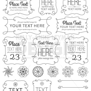 Swirl Digital Frames Clipart, Digital Labels Clip art set, Flourish, Digital Borders, Commercial Use, Digital Download Art, Vector Graphics