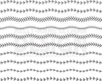 Leaf Border Clipart, Seamless Vector Graphics (Digital Download)