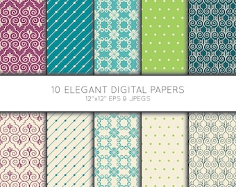 Geometric Digital Paper, Geometric Scrapbook paper, digital paper pack, background, Vector Graphics, digital download, commercial use