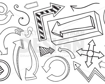 Arrow Clipart, Doodle Digital Arrows Clipart, Clip Art Set, Digital Clipart, Commercial Use, Digital Download, Vector Graphics
