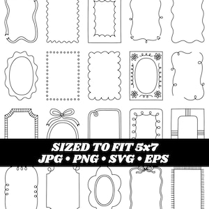 Digital frames clipart, Doodle Frames Clipart, Bow, Hand drawn frames, Border clipart, Commercial Use, Digital Download, Vector Graphics