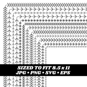 Digital Frames Clipart, Digital borders, 8.5 x 11, Leaf, Laurel Border Clip art set, Instant Download, Digital Download, Vector Graphics