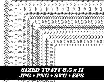 Digital Frames Clipart, Digital borders, 8.5 x 11, Leaf, Laurel Border Clip art set, Instant Download, Digital Download, Vector Graphics