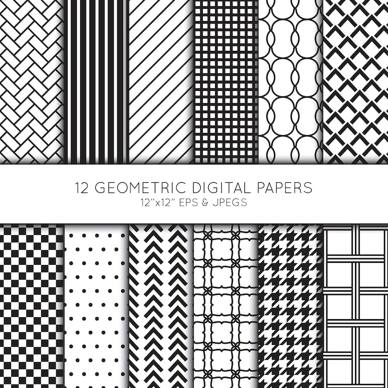 Geometric Digital Paper Geometric Scrapbook Paper Digital Etsy