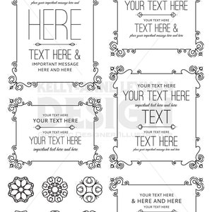 Swirl Digital Frames Clipart, Digital Labels Clipart Set, Flourish, Digital Borders, Commercial Use, Digital Download Art, Vector Graphics