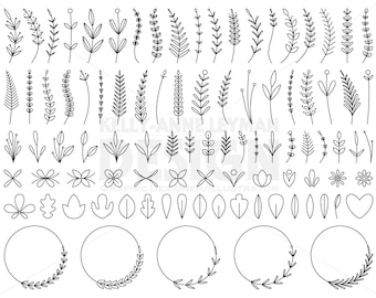 Botanical Clipart, Laurel clipart, Floral Design Elements, Leaves, Commercial Use, Digital Download, Instant Download, Vector Graphics