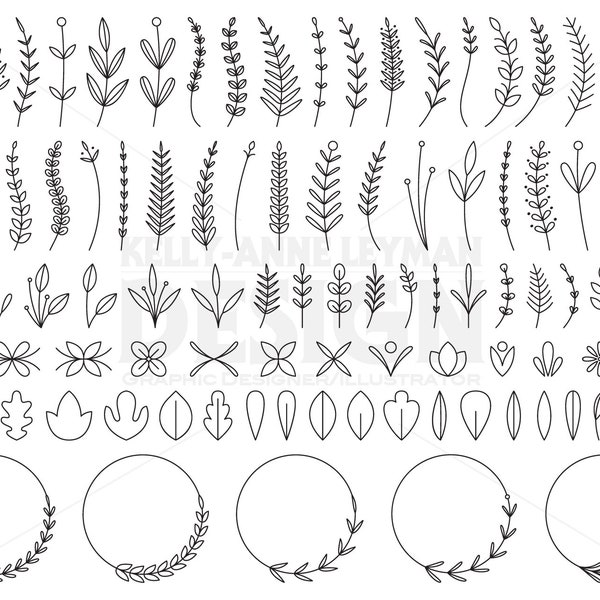 Botanical Clipart, Laurel clipart, Floral Design Elements, Leaves, Commercial Use, Digital Download, Instant Download, Vector Graphics