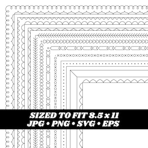 Digital Frames Clipart, Digital borders, 8.5 x 11, Heart, Arrow Border Clip art set, Instant Download, Digital Download, Vector Graphics