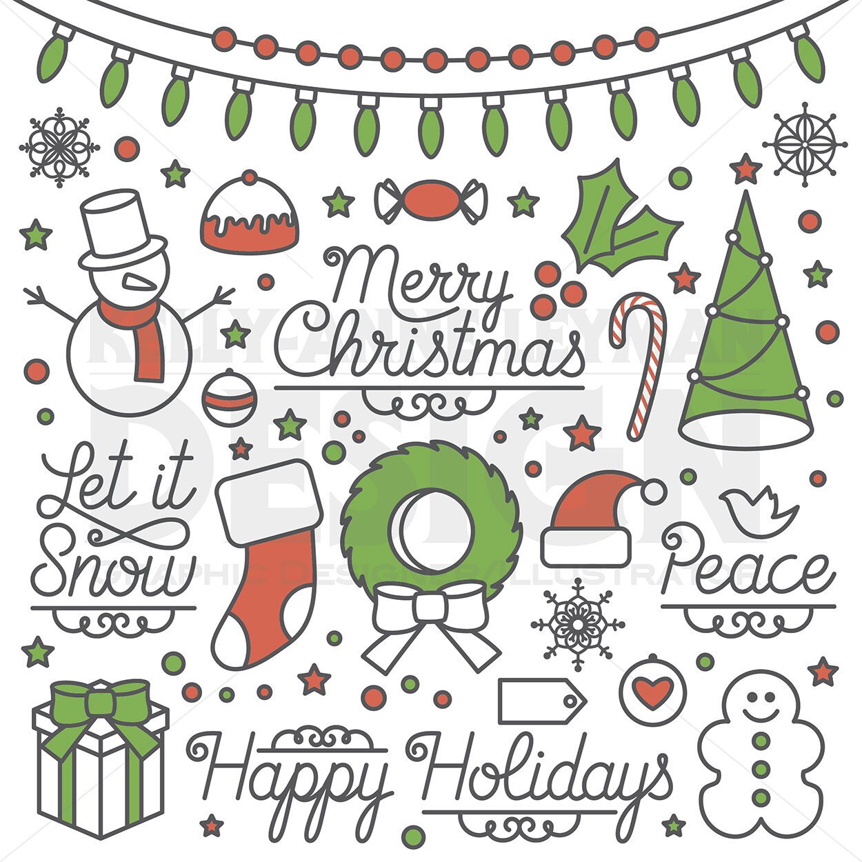 Holiday clipart christmas clip art set commercial use digital 