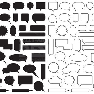 Chatballon, clipart tekstballon, tekstballon clipart, komische zeepbel, gedachte, digitale download, vectorgraphics, instant download