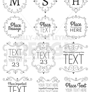 Circle Digital Frames Clipart, Digital Labels ClipArt Set, Flourish, Digital Borders, Commercial Use, Digital Download Art, Vector Graphics