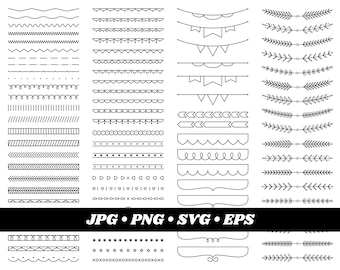 Digital Borders Clipart, Text Divider Clipart, Laurel clipart, Bunting Clip Art Set, Commercial Use, Digital Download, Vector Graphics