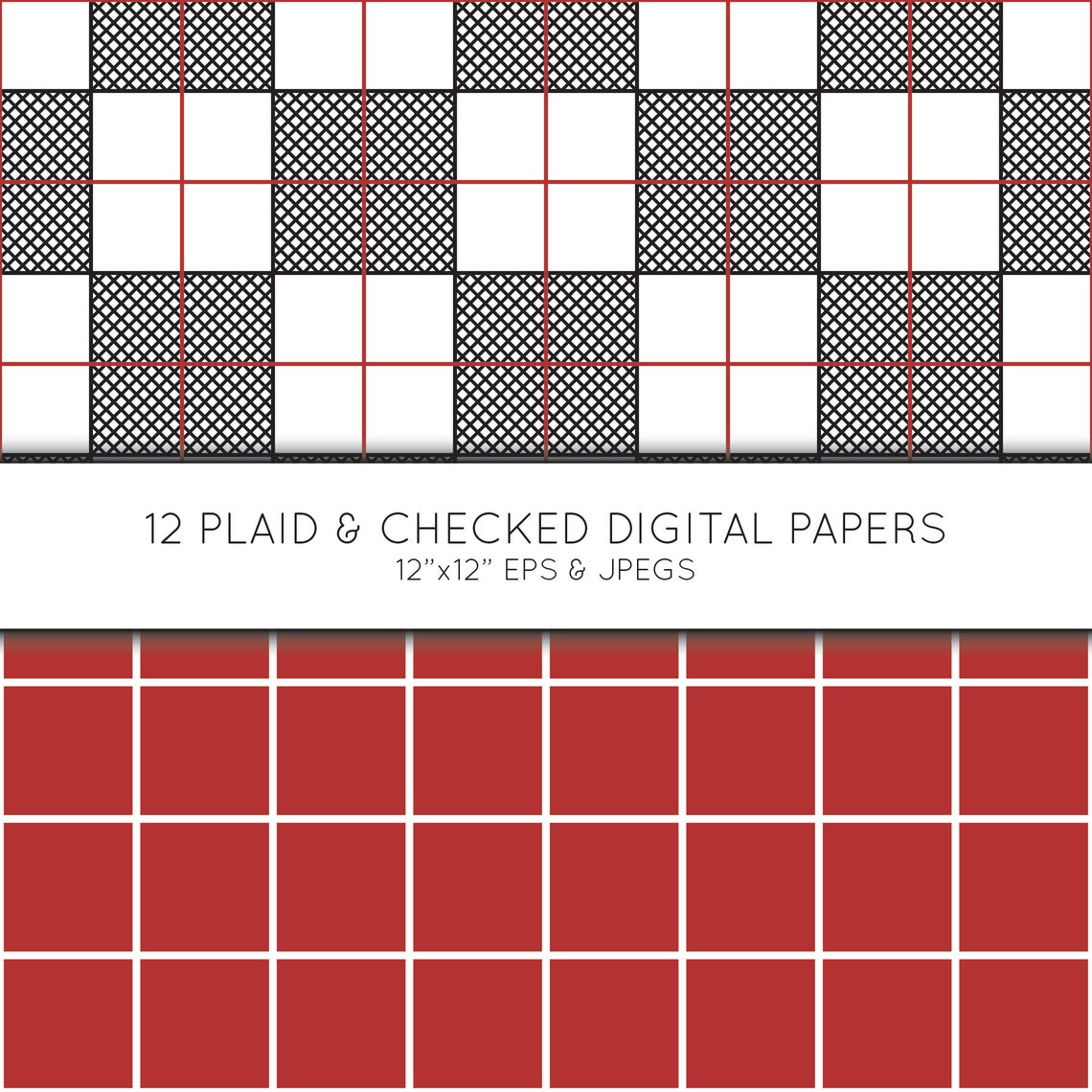 Plaid Digital Paper, Buffalo Plaid Scrapbook Paper, Check Digital Paper ...
