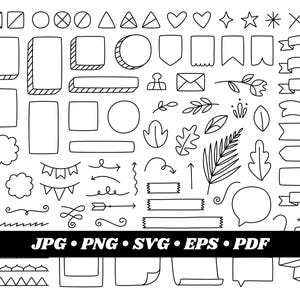 Planner Clipart, Doodle, Hand drawn Clip Art, Bullet Journal Clipart, Uso comercial, Download digital, Gráficos vetoriais, Download instantâneo