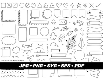 Planner Clipart, Doodle, Hand drawn Clip Art, Bullet Journal Clipart, Commercial Use, Digital Download, Vector Graphics, Instant Download