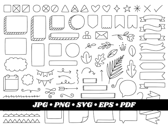 Planner Clipart, Doodle, Hand drawn Clip Art, Bullet Journal Clipart, Commercial Use, Digital Download, Vector Graphics, Instant Download