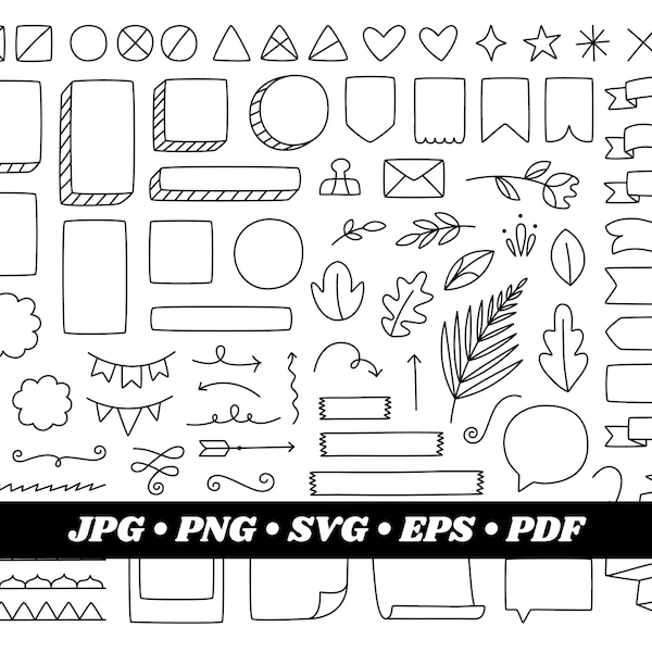 Planner Clipart, Doodle, Hand drawn Clip Art, Bullet Journal Clipart, Commercial Use, Digital Download, Vector Graphics, Instant Download
