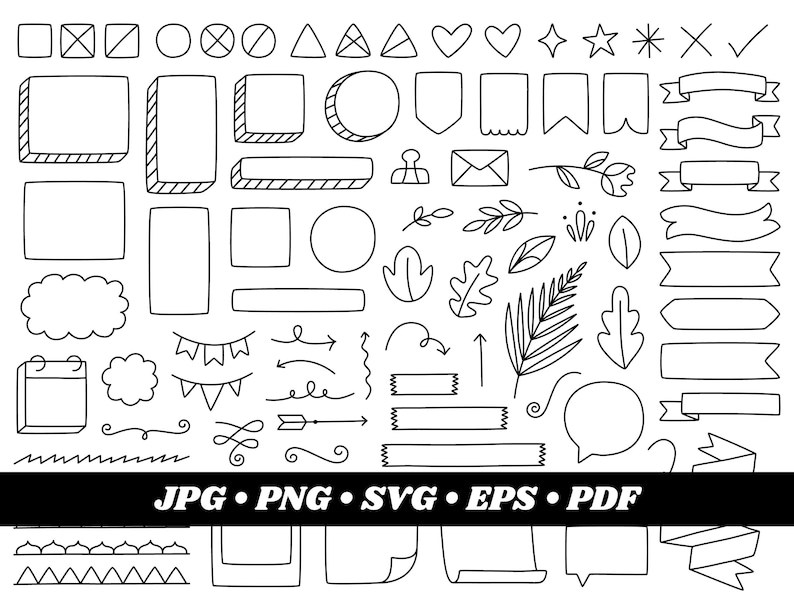 Planner Clipart, Doodle, Hand drawn Clip Art, Bullet Journal Clipart, Commercial Use, Digital Download, Vector Graphics, Instant Download image 1