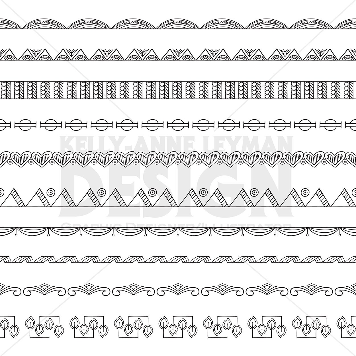 Doodle Digital Border Clipart, Digital Frame Clip Art, Seamless Clip ...
