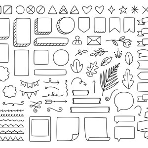 Planner Clipart, Doodle, Hand drawn Clip Art, Bullet Journal Clipart, Commercial Use, Digital Download, Vector Graphics, Instant Download image 2