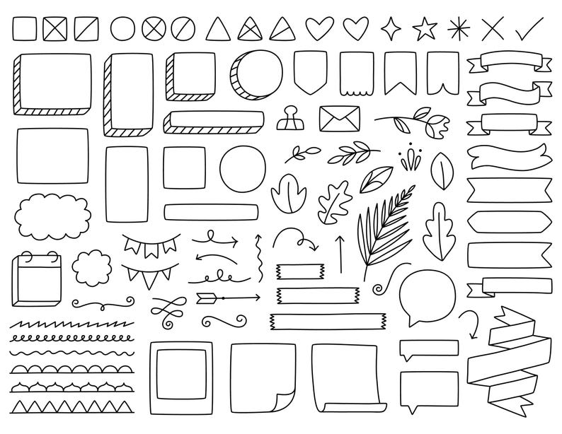 Planner Clipart, Doodle, Hand drawn Clip Art, Bullet Journal Clipart, Commercial Use, Digital Download, Vector Graphics, Instant Download image 2