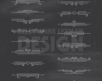 Chalkboard Art Deco Text Dividers Clipart, Digital Border, Digital Design Elements, Commercial Use, Digital Download, Vector Graphics