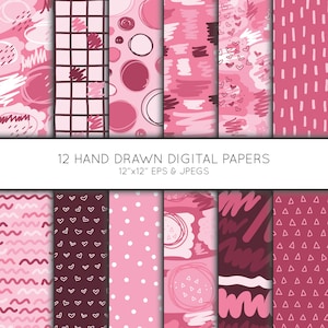 Abstract Digital Paper, Hand drawn Modern Scrapbook paper, digital paper pack, background, Vector Graphics, digital download, commercial use