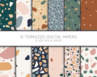 Terrazzo Digital paper, Jesmonite Scrapbook paper, digital paper pack, background, Vector Graphics, digital download, commercial use