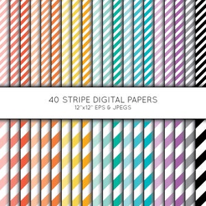 Stripe Digital Paper, Striped Scrapbook paper, stripes digital paper pack, background, Vector Graphics, digital download, commercial use
