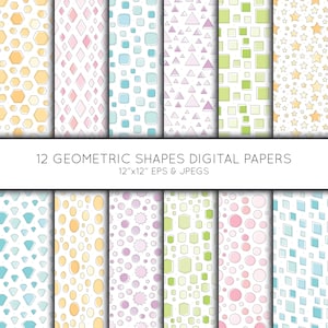 Geometric Digital Paper, Geometric Scrapbook paper, digital paper pack, background, Vector Graphics, digital download, commercial use