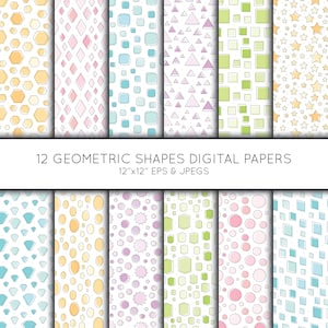 Geometric Digital Paper, Geometric Scrapbook paper, digital paper pack, background, Vector Graphics, digital download, commercial use