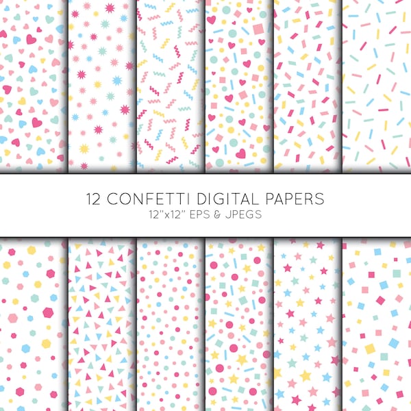 Party Digital Paper, Confetti Scrapbook paper, Sprinkles, digital paper pack, background, Vector Graphics, digital download, commercial use