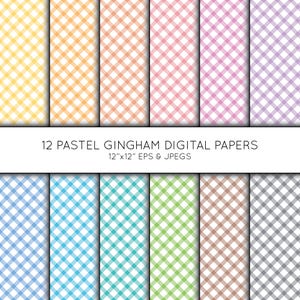 Gingham Pastel Digital Paper Pack, Diagonal, Vector Graphics (JPEG, EPS)