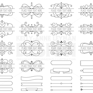 Swirl Digital Frames Clipart, Digital Labels clip art set, Flourish, Digital Borders, Commercial Use, Digital Download Art, Vector Graphics