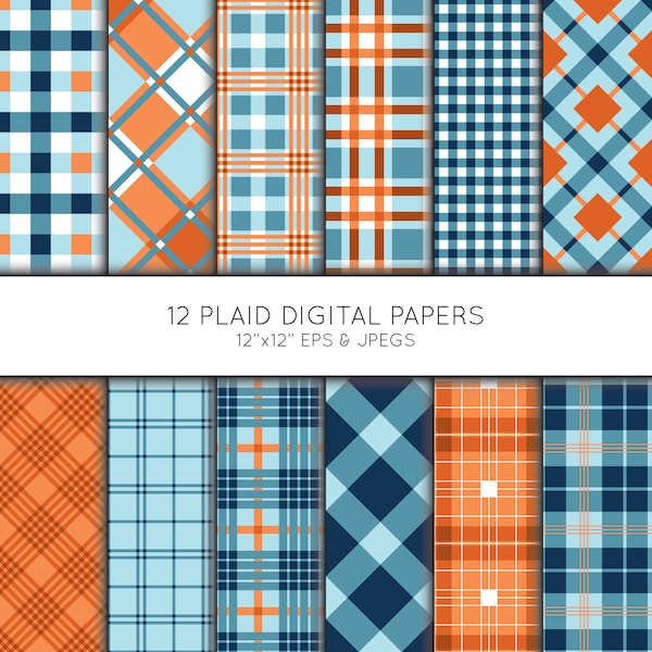 Plaid Digital Paper, Buffalo Plaid Scrapbook paper, check digital paper pack, background, Vector Graphics, digital download, commercial use