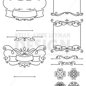 Swirl Digital Frames Clipart, Labels Clipart, Digital Borders, Text Divider, Flourish, Commercial Use, Digital Download Art, Vector Graphics image 2