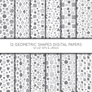 Geometric Digital Paper, Geometric Scrapbook paper, digital paper pack, background, Vector Graphics, digital download, commercial use