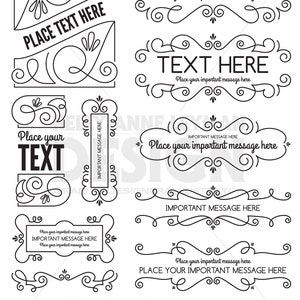 Swirl Digital Frames Clipart, Digital Labels Clip Art Set, Flourish, Digital Borders, Commercial Use, Digital Download Art, Vector Graphics