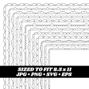 Digital Frames Clipart, Digital borders, 8.5 x 11 frames, Border Clip art set, Instant Download, Digital Download, Vector Graphics