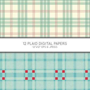 Plaid Digital Paper, Buffalo Plaid Scrapbook Paper, Check Digital Paper ...