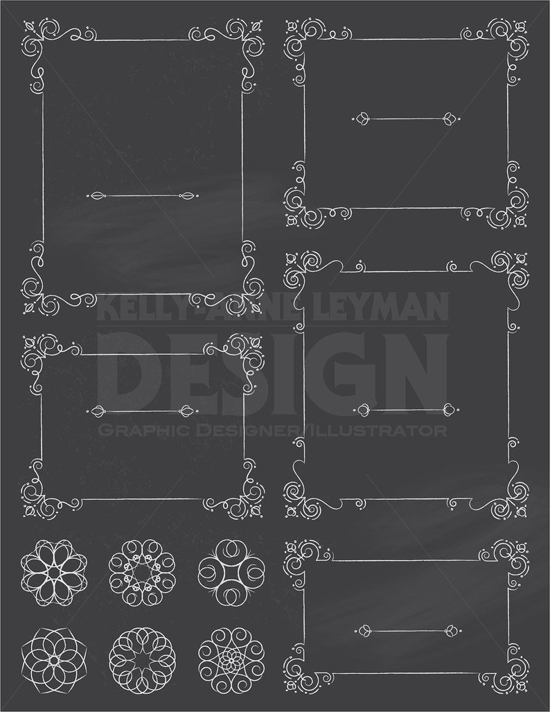 Chalkboard Swirl Digital Frame Clipart Digital Label Clipart Etsy
