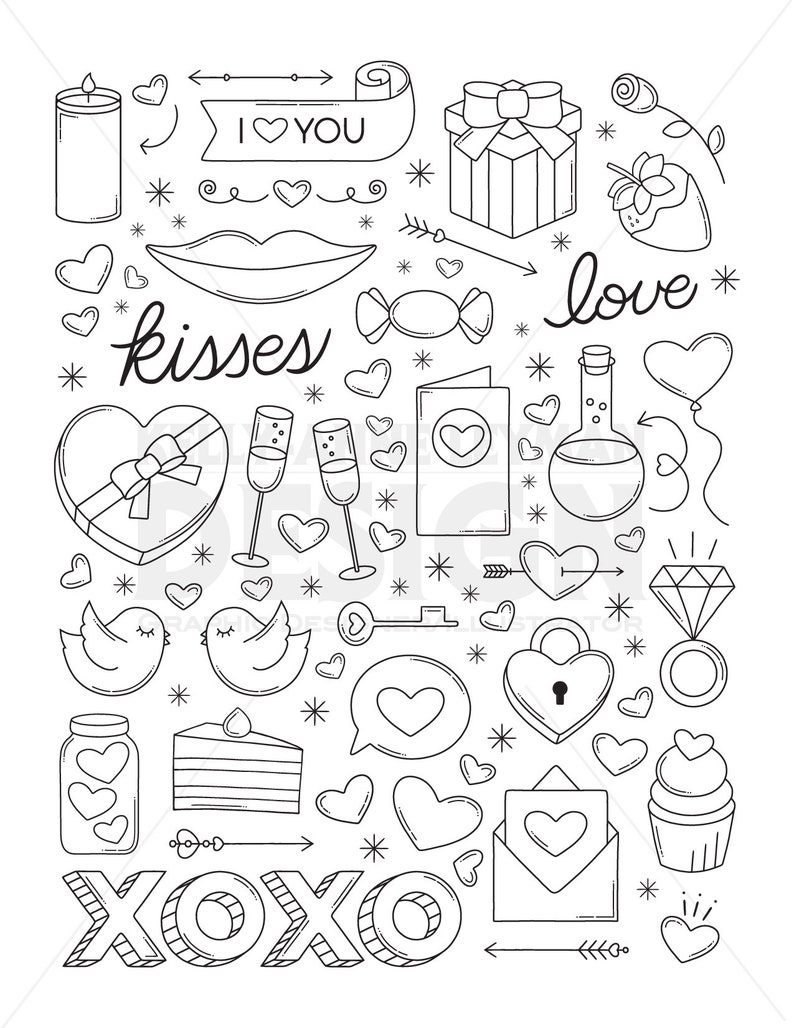 Love Printable Coloring Pages for Adults Retro Coloring Page | Etsy