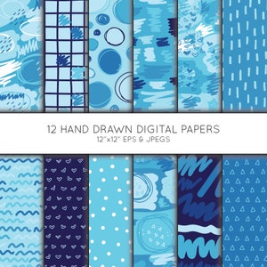 Abstract Digital Paper, Hand drawn Modern Scrapbook paper, digital paper pack, background, Vector Graphics, digital download, commercial use