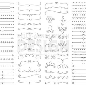 Text Divider Clipart, Flourish, Swirl clipart, Digital Decorative Border, Clip Art Set, Commercial Use, Digital Download, Vector Graphics