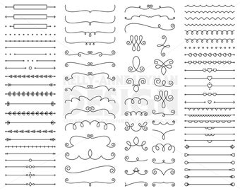 Text Divider Clipart, Flourish, Swirl clipart, Digital Decorative Border, Clip Art Set, Commercial Use, Digital Download, Vector Graphics