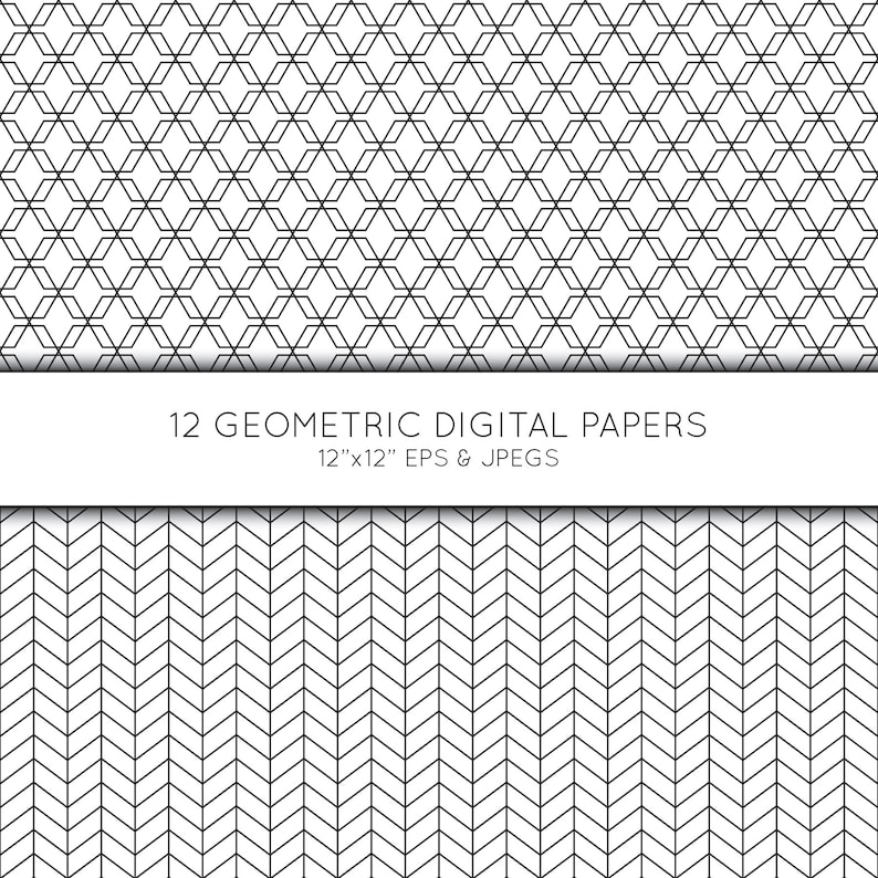 Geometric Digital Paper Geometric Scrapbook Paper Black and Etsy