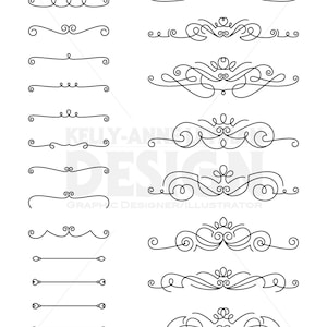 Flourishes Clipart, Text Divider, Digital Border, Decorative Divider, Clip Art Set, Commercial Use, Digital Download, Vector Graphics