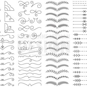 Clipart séparateur de texte, s'épanouir, guirlande clipart, bordure décorative numérique, ensemble de cliparts, usage commercial, téléchargement numérique, graphiques vectoriels
