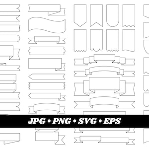 Digital Ribbon Banner Clipart, Labels, Vector Graphics (Digital Download)